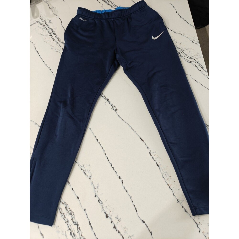 Nike Pants Mens Medium Blue Dri-Fit Track Joggers Zip Ankle Running Athletic